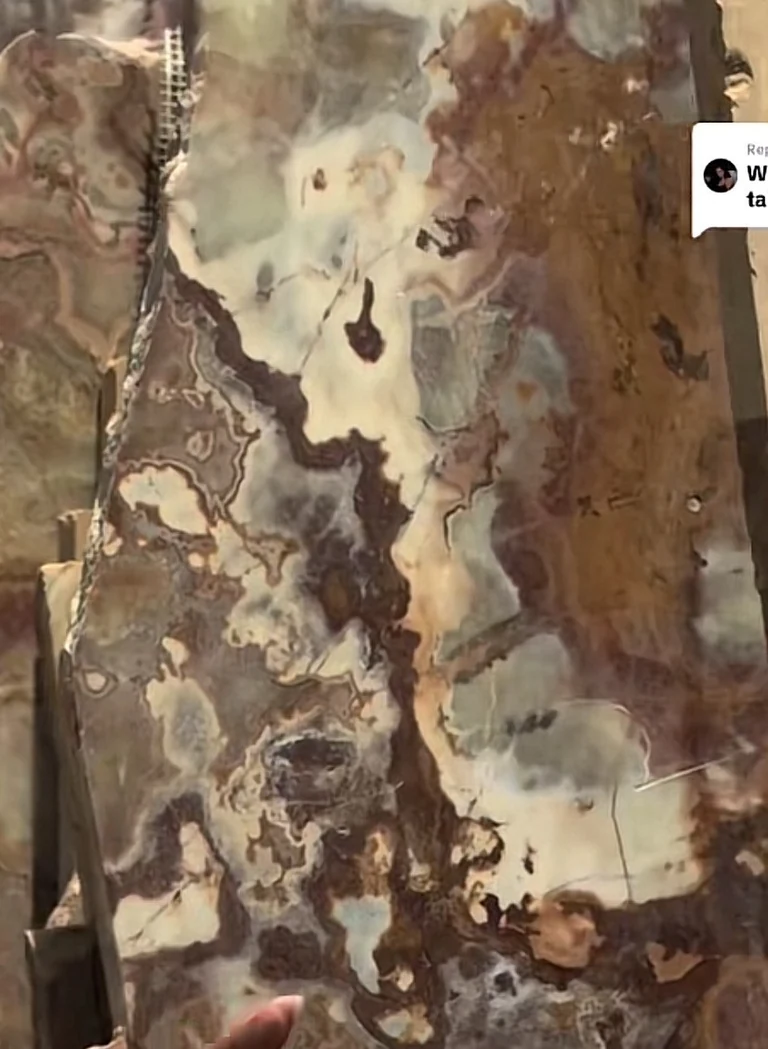 Expressive multicolor stone slab