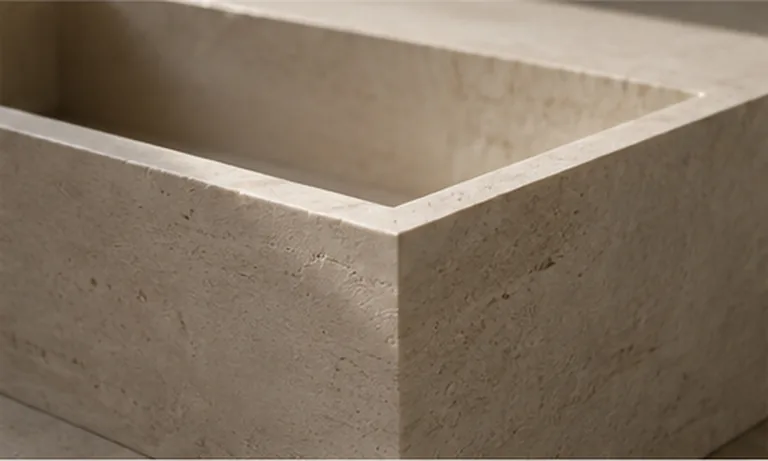 Travertine basin corner, honed edge