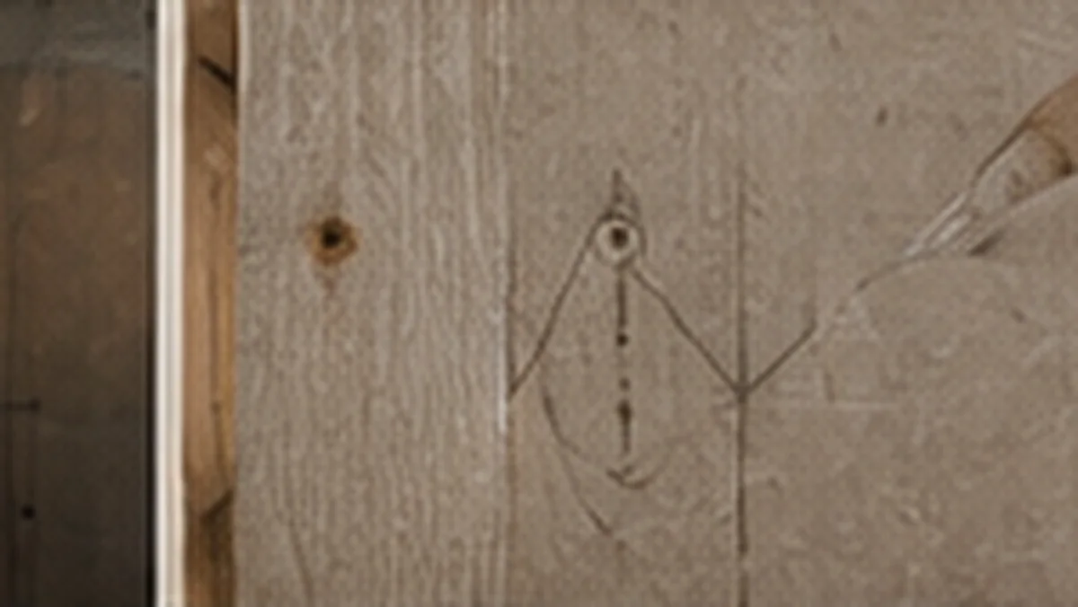 A pencil layout mark on millwork